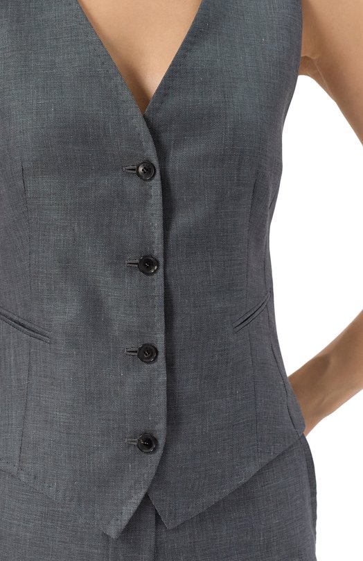 Жилет изо льна и шерсти Kiton D47456K0603E03 Серый  D47456K0603E03 Фото 5
