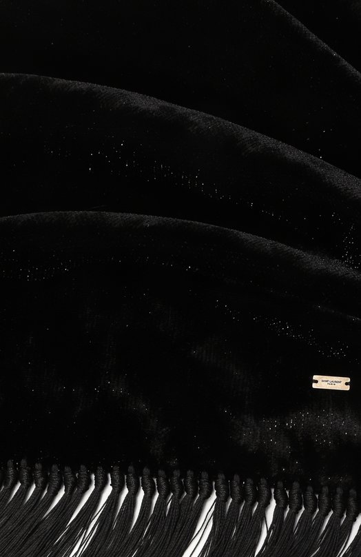 Бархатный шарф Saint Laurent 707243/3YL87 Чёрный  707243/3YL87 Фото 3