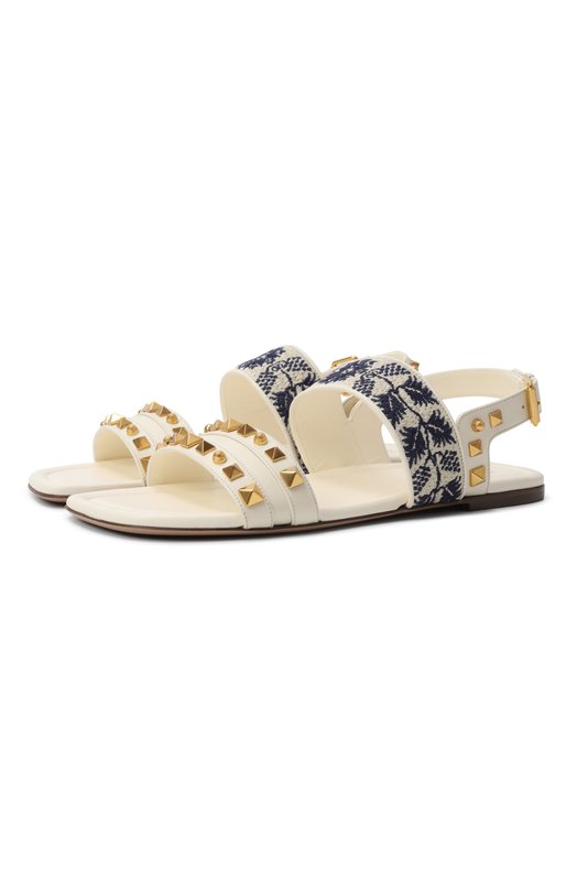 Комбинированные сандалии Rockstud Valentino 6W2S0LP2/CQL Кремовый 6W2S0LP2/CQL