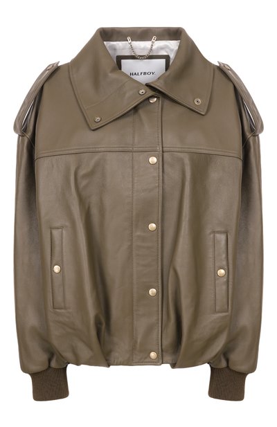 Женская кожаный бомбер HALFBOY, арт. HS261WL022 LT016/SM00TH LEATHER B0MBER