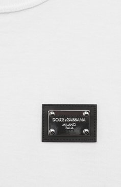 Детская хлопковая футболка DOLCE & GABBANA белого цвета, арт. L4JT7T/G7I20/8-14 | Фото 3 (Рукава: Короткие; Материал сплава: Проставлено; Материал внешний: Хлопок; Мальчики Кросс-КТ: Футболка-одежда; Драгоценные камни: Проставлено)