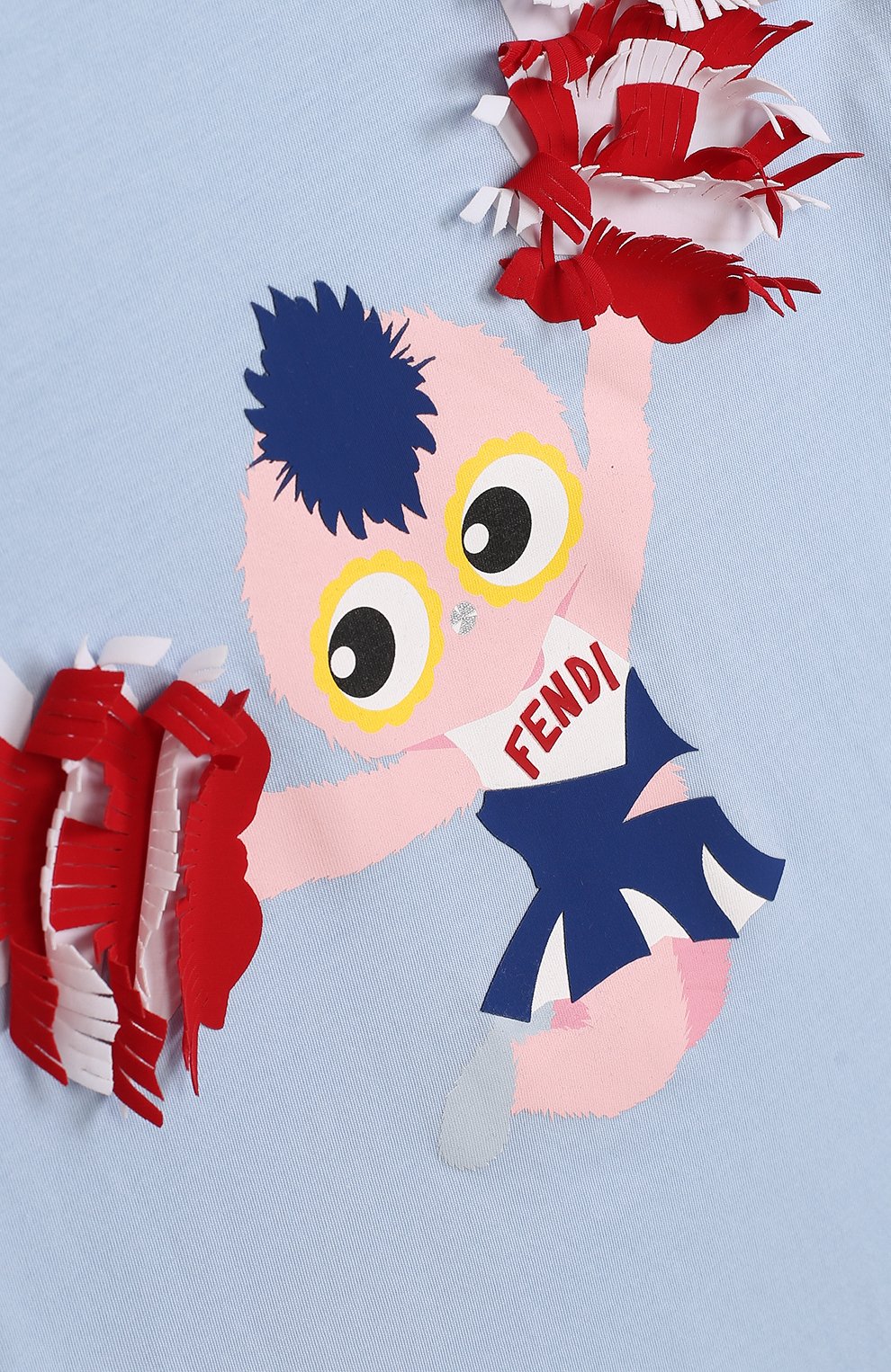 Хлопковая футболка с принтом и бахромой FENDI, арт. JFI100/7AJ/10A-12A, фото 3