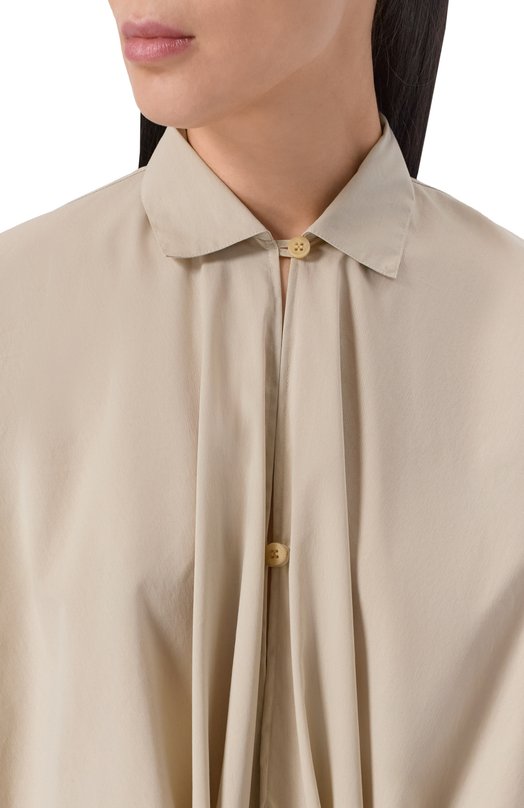 Хлопковая рубашка Darkpark WSH33 FAC134/R0MY-LIGHT C0TT0N P0PELINE DRAP SHIRT Бежевый  WSH33 FAC134/R0MY-LIGHT C0TT0N P0PELINE DRAP SHIRT Фото 4