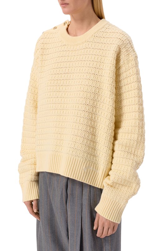 Свитер из шерсти и хлопка Ganni K2607/2733 Кремовый  K2607/2733 Фото 3