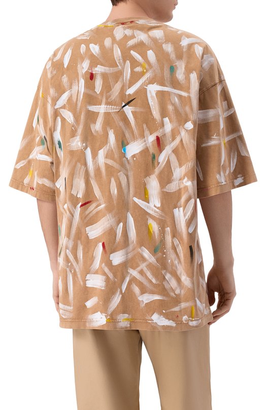 Хлопковая футболка Moschino A0711/0241 Бежевый  A0711/0241 Фото 4