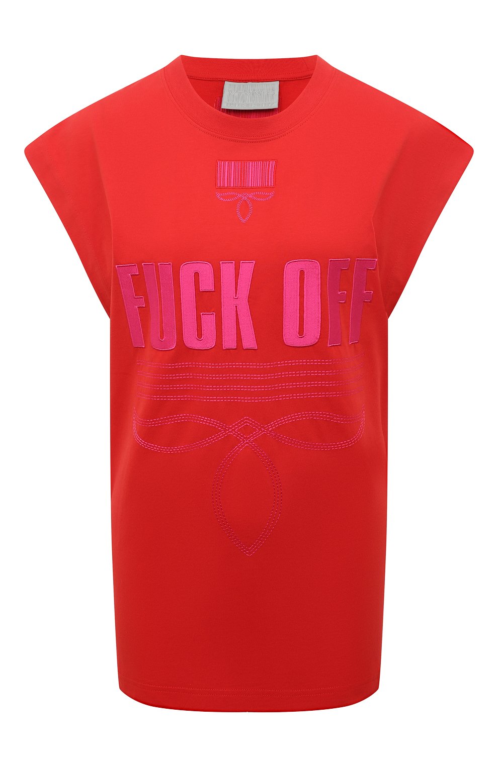 Хлопковая футболка VTMNTS красного цвета по цене 67600 руб., арт. VL16TR360R, фото 1 Хлопковая футболка VTMNTS, арт. VL16TR360R, фото 1