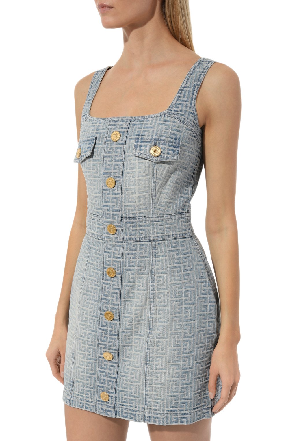Джинсовое платье BALMAIN голубого цвета по цене 250500 руб., арт. AF0R2128DD27, фото 3 Джинсовое платье BALMAIN, арт. AF0R2128DD27, фото 3