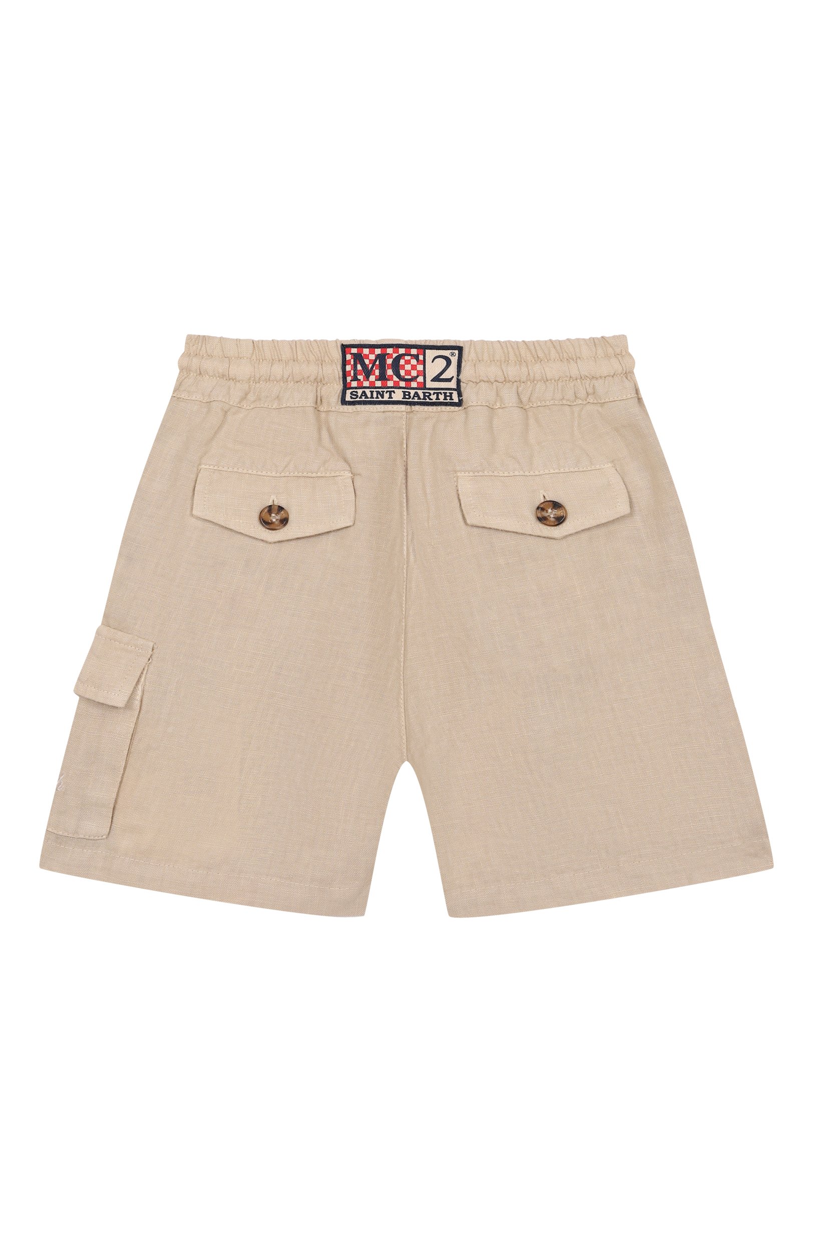 Льняные шорты-карго MC2 SAINT BARTH бежевого цвета по цене 15750 руб., арт. MRE0001-01139L/MARSEILLE JR, фото 2 Льняные шорты-карго MC2 SAINT BARTH, арт. MRE0001-01139L/MARSEILLE JR, фото 2