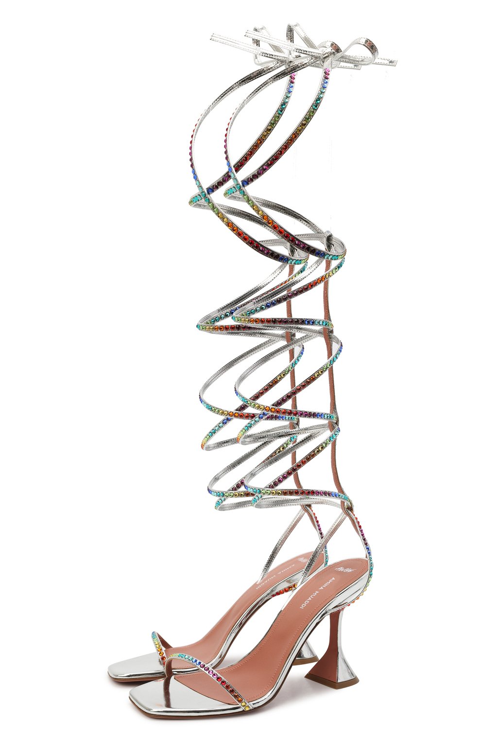 Кожаные босоножки awge x amina muaddi AMINA MUADDI, арт. LSD GLADI/SPECCHI0 AM/ARGENT0/RAINB0W, фото 1