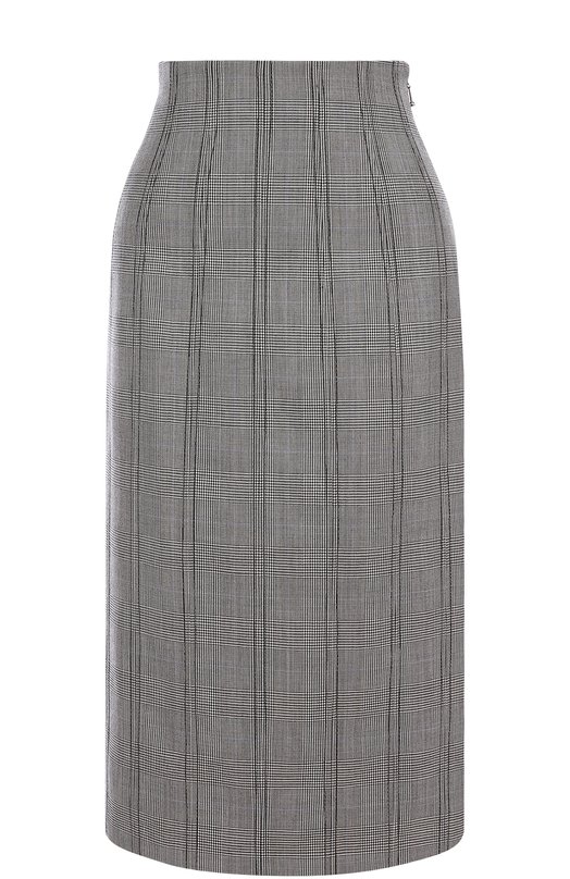 

Шерстяная юбка-миди со шнуровкой в клетку Thom Browne, Чёрно-белый