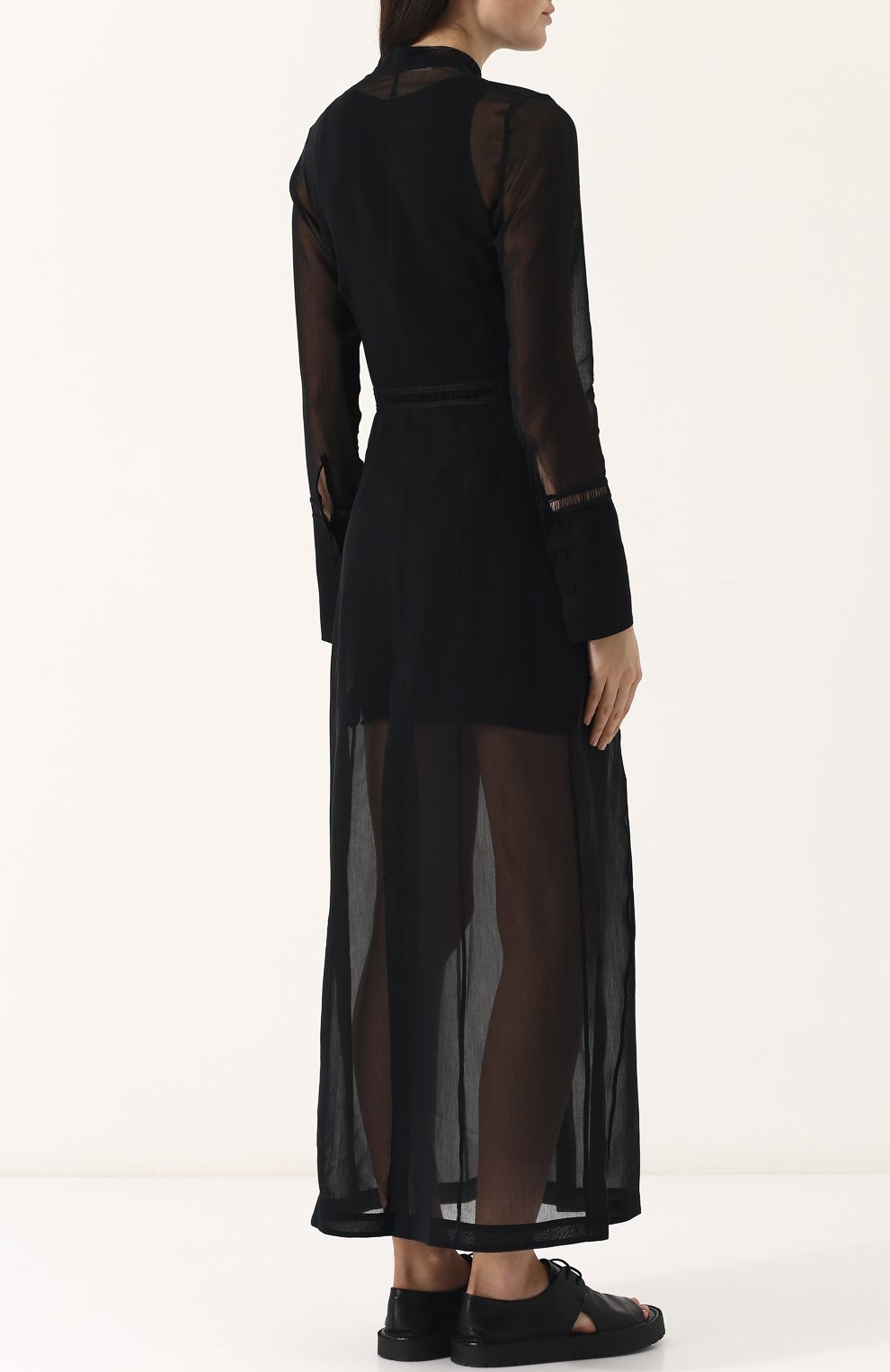 Полупрозрачное платье-рубашка из смеси хлопка и шелка ISABEL BENENATO, арт. WW15S18, фото 4