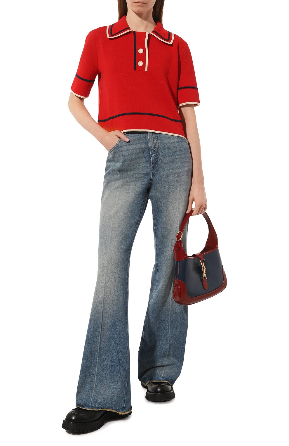 Поло из хлопка и шелка GUCCI, арт. 658364 XKBSK, фото 2