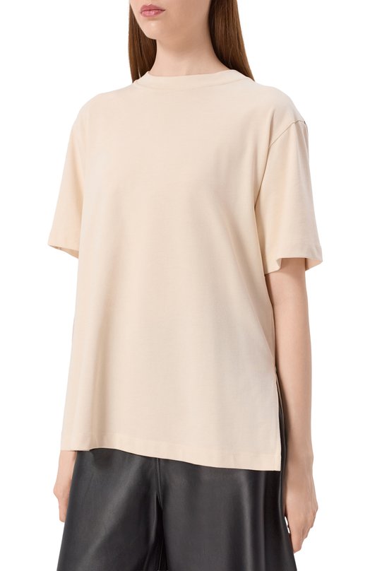 Хлопковая футболка Sportmax TEATIN0 Кремовый  TEATIN0 Фото 3