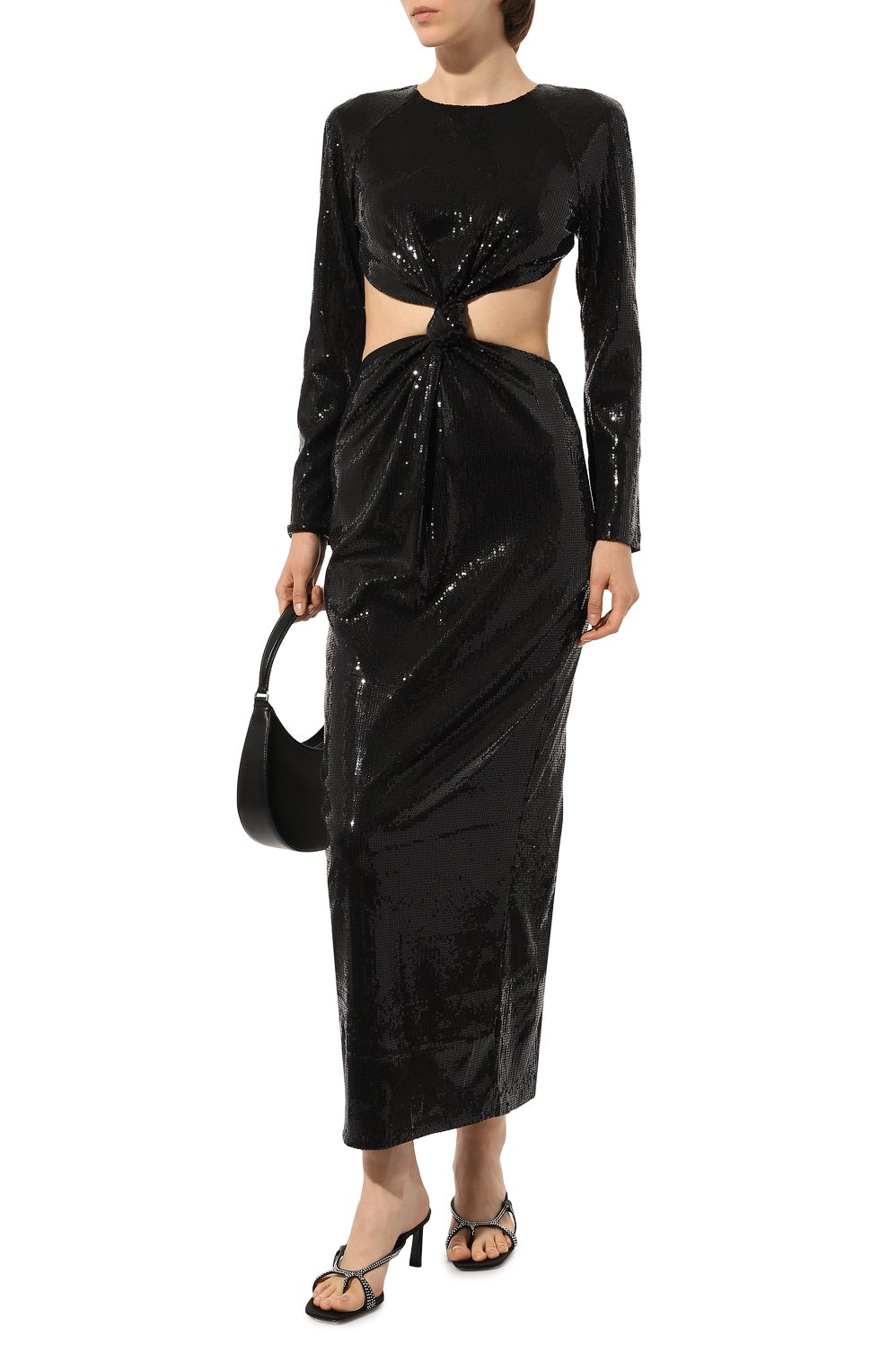 Платье с отделкой пайетками SASHA KIM черного цвета по цене 42000 руб., арт. УТ-00001315, фото 2 Платье с отделкой пайетками SASHA KIM, арт. УТ-00001315, фото 2
