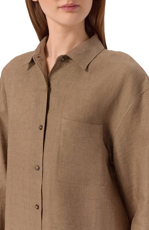 Льняная рубашка 12 STOREEZ 138504 Коричневый  138504 Фото 5