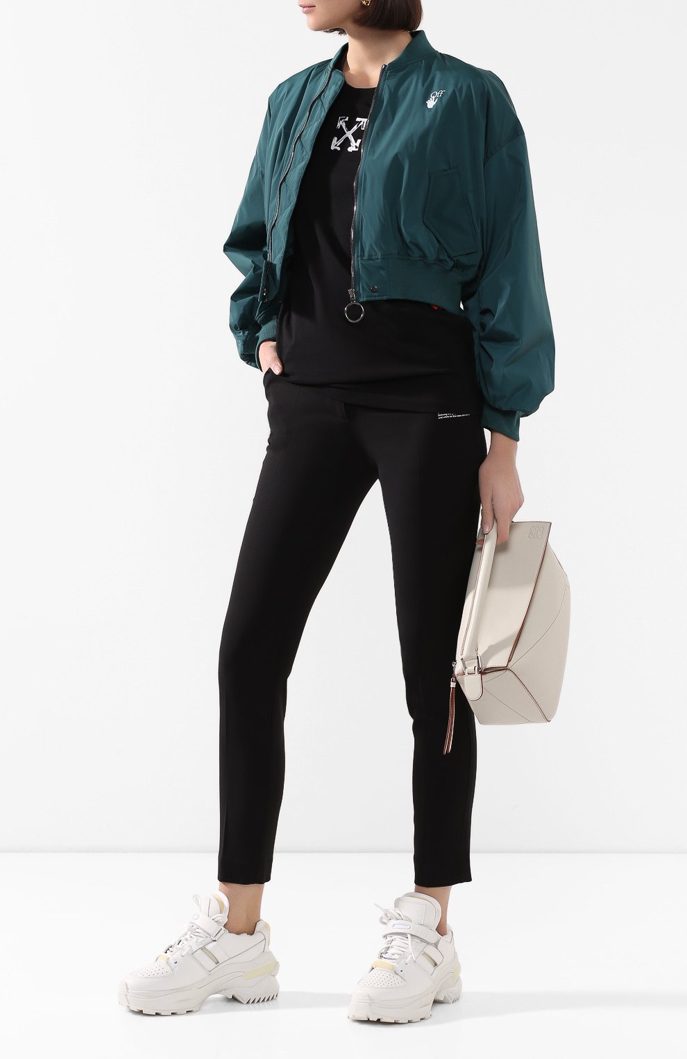 Бомбер OFF-WHITE зеленого цвета по цене 74350 руб., арт. 0WEA200S20FAB0015501, фото 2 Бомбер OFF-WHITE, арт. 0WEA200S20FAB0015501, фото 2