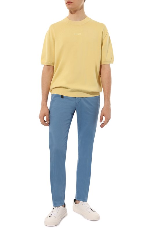 Брюки из хлопка и шелка Marco Pescarolo SLIM80/ZIP/4700 Голубой  SLIM80/ZIP/4700 Фото 2