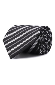 Мужской шелковый галстук EMPORIO ARMANI черного цвета, арт. EM001346/TE13714 | Фото 1 (Нос: Не проставлено; Материал: Шелк, Текстиль; Принт: С принтом)
