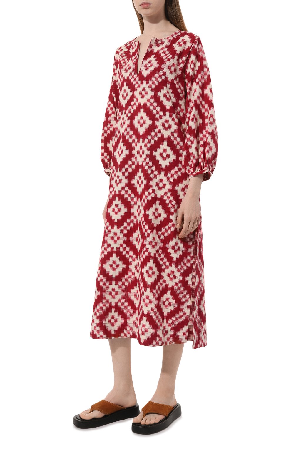 Хлопковая туника KLEED LOUNGEWEAR, арт. D0RCAS RED KAFTAN, фото 3