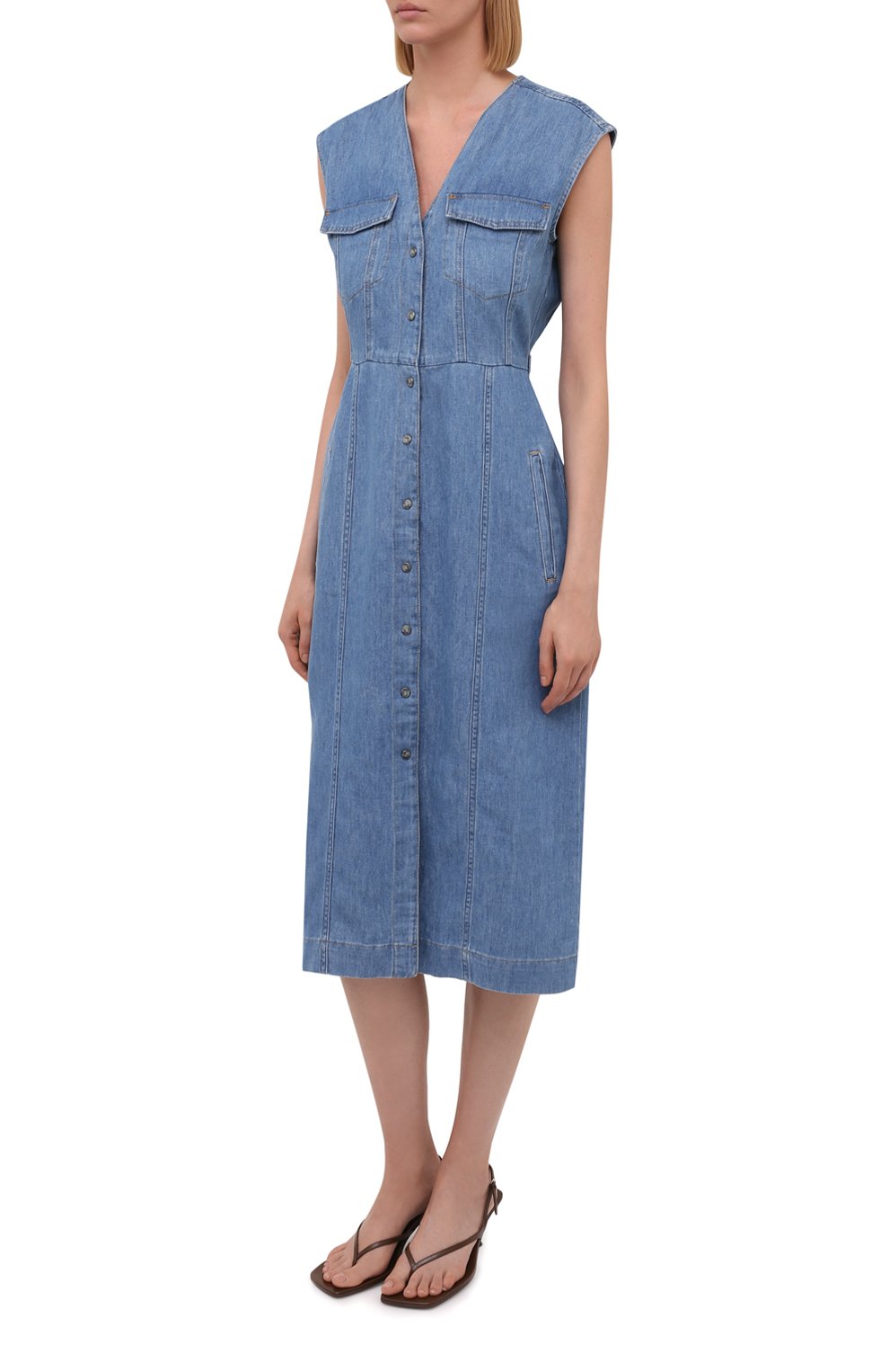 Джинсовое платье 7 FOR ALL MANKIND голубого цвета по цене 32950 руб., арт. JSCBS970DA, фото 3 Джинсовое платье 7 FOR ALL MANKIND, арт. JSCBS970DA, фото 3