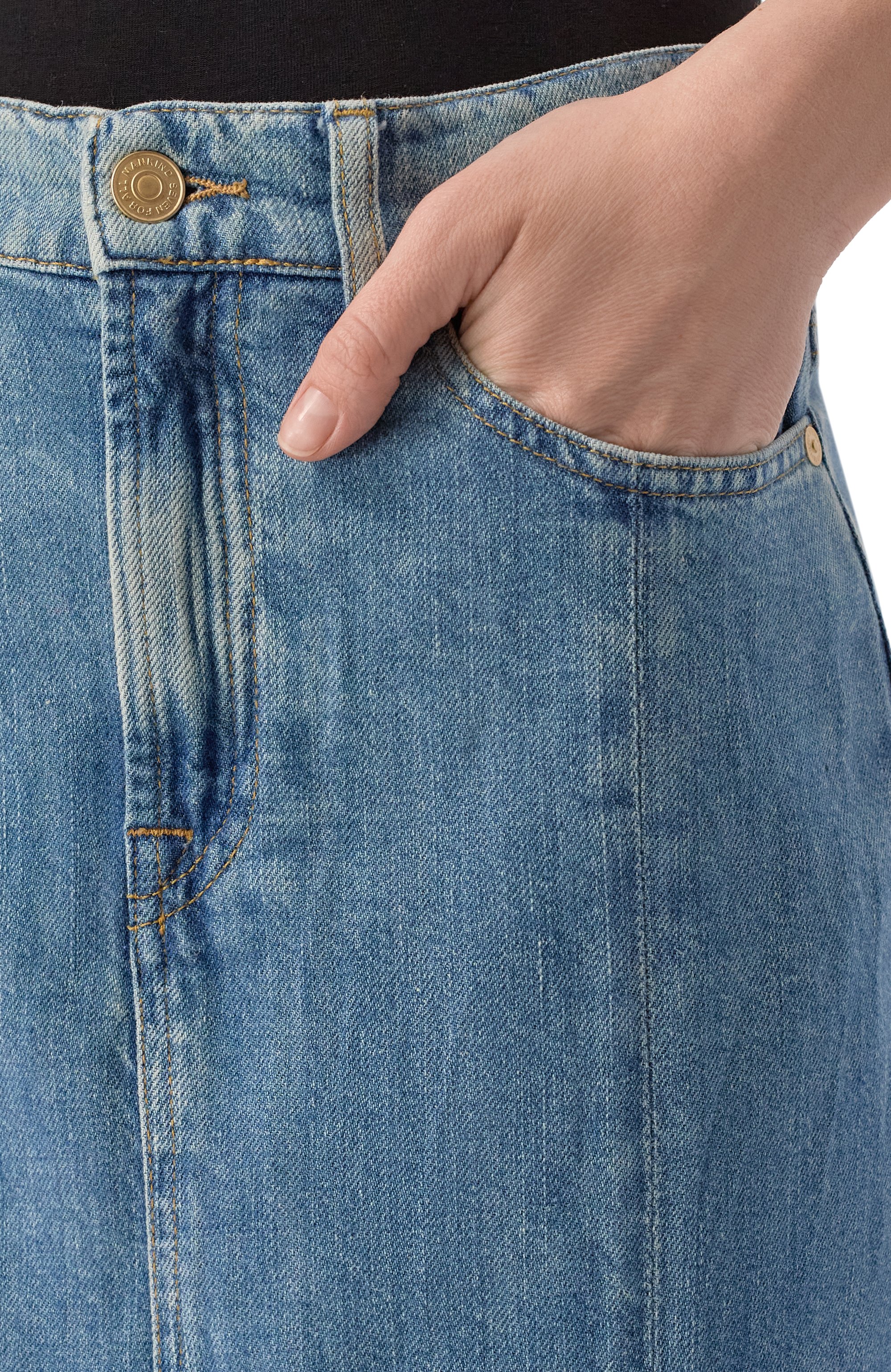 Джинсовая юбка 7 FOR ALL MANKIND голубого цвета по цене 29950 руб., арт. 7U028U03AIA, фото 5 Джинсовая юбка 7 FOR ALL MANKIND, арт. 7U028U03AIA, фото 5