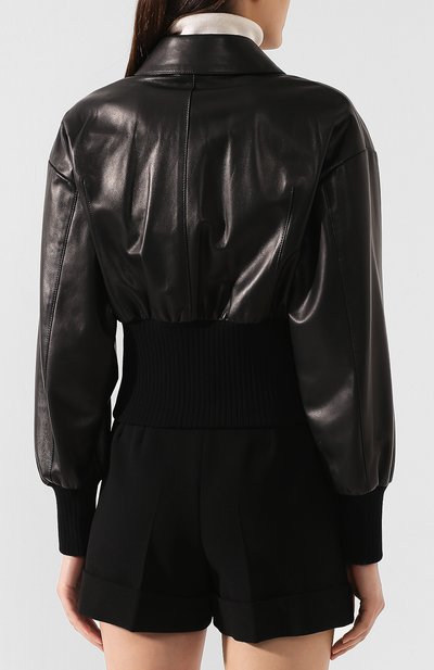 Кожаный бомбер DOLCE & GABBANA черного цвета по цене 377500 руб., арт. F9H64L/HULD8, фото 4 Кожаный бомбер DOLCE & GABBANA, арт. F9H64L/HULD8, фото 4
