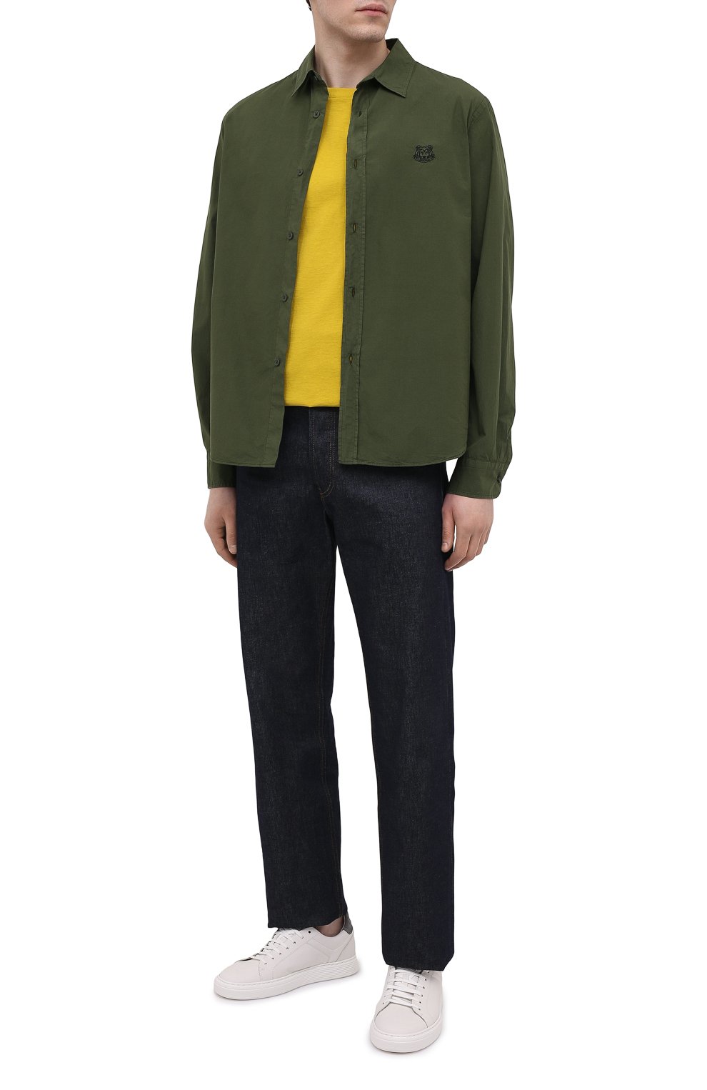 Хлопковая рубашка KENZO хаки цвета по цене 18200 руб., арт. FB55CH4001LA, фото 2 Хлопковая рубашка KENZO, арт. FB55CH4001LA, фото 2