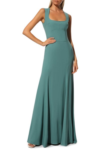 Платье из вискозы и шерсти ELIE SAAB бирюзового цвета по цене 291000 руб., арт. 5690, фото 2 Платье из вискозы и шерсти ELIE SAAB, арт. 5690, фото 2