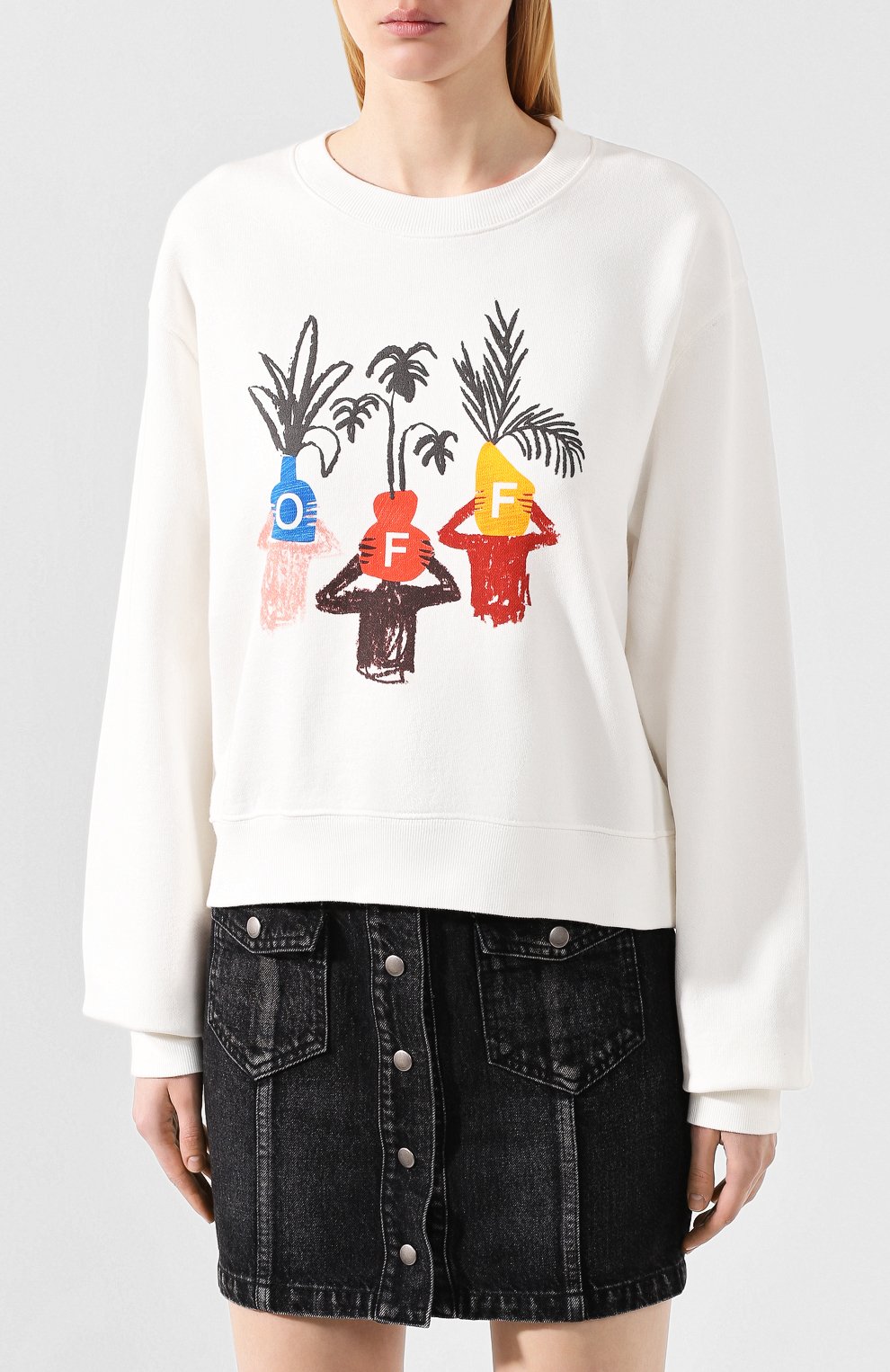 Свитшот с принтом OFF-WHITE белого цвета по цене 32900 руб., арт. 0WBA026E190030640188, фото 3 Свитшот с принтом OFF-WHITE, арт. 0WBA026E190030640188, фото 3