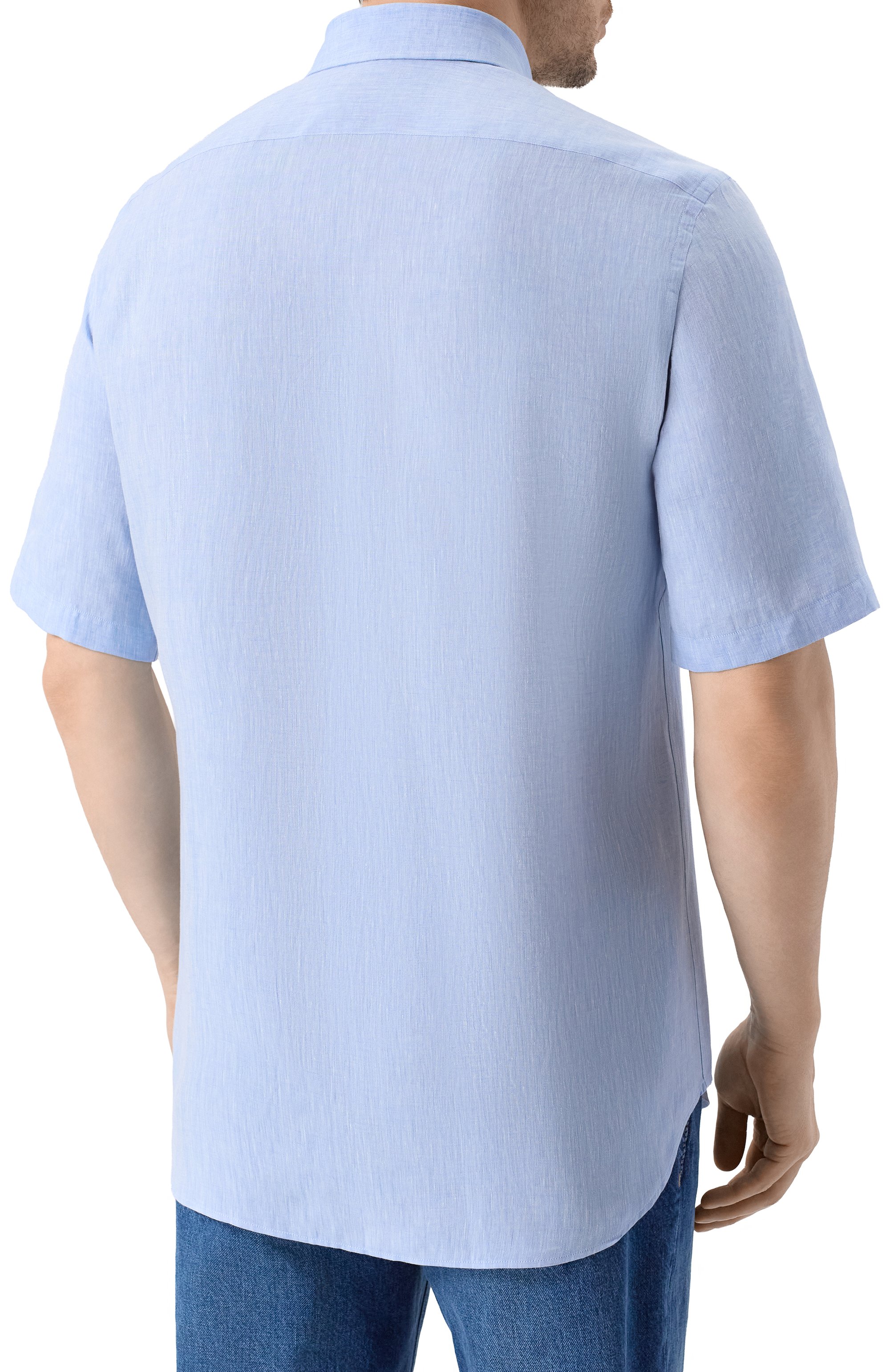 Льняная рубашка PAUL&SHARK голубого цвета по цене 39950 руб., арт. 26413161, фото 4 Льняная рубашка PAUL&SHARK, арт. 26413161, фото 4