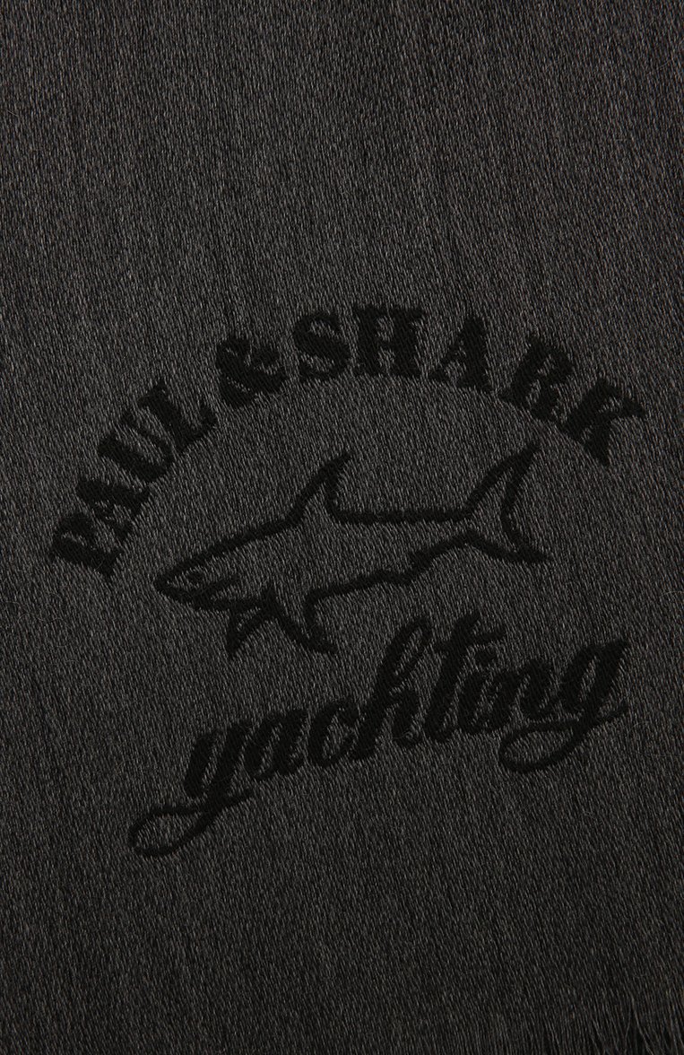 Мужской шерстяной шарф PAUL&SHARK серого цвета, арт. 11317002/F9G | Фото 3 (Материал: Шерсть, Текстиль; Кросс-КТ: шерсть; Мужское Кросс-КТ: Шарфы - с бахромой; Нос: Не проставлено; Материал сплава: Проставлено)