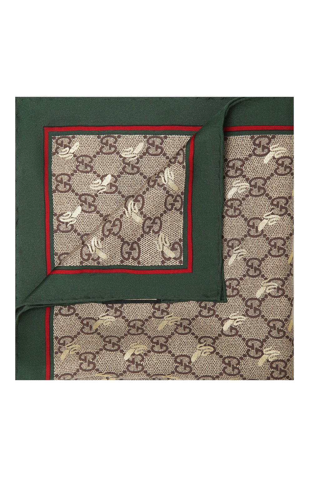 Шелковый платок GUCCI зеленого цвета по цене 13800 руб., арт. 663710/4G001, фото 1 Шелковый платок GUCCI, арт. 663710/4G001, фото 1