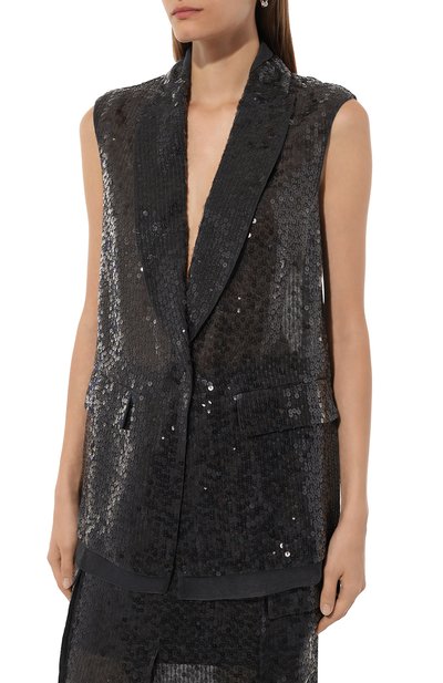 Шелковый жилет с отделкой пайетками BRUNELLO CUCINELLI, арт. MF940SM916, фото 3
