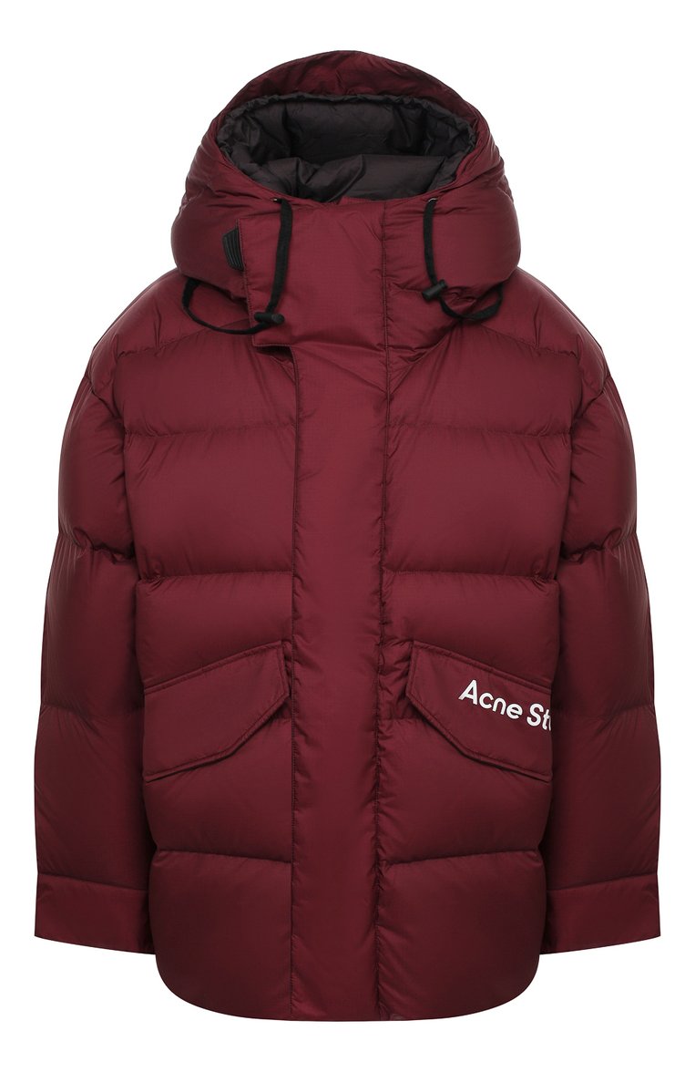 Женский пуховик ACNE STUDIOS бордового цвета, арт. B90401 | Фото 1 (Материал подклада: Синтетический материал; Материал внешний: Синтетический материал; Стили: Спорт-шик; Рукава: Длинные; Длина (верхняя одежда): До середины бедра; Материал утеплителя: Пух и перо; Кросс-КТ: Пуховик)