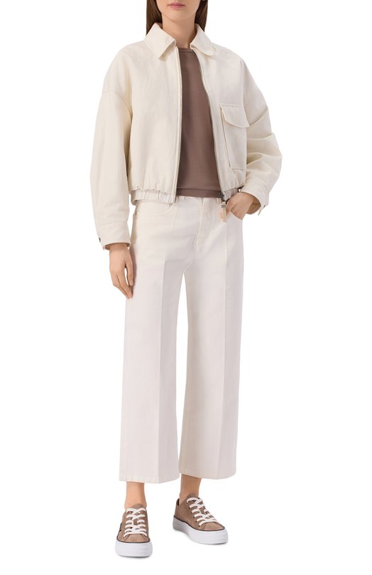 Куртка из хлопка и льна Brunello Cucinelli ML1187662 Кремовый  ML1187662 Фото 2