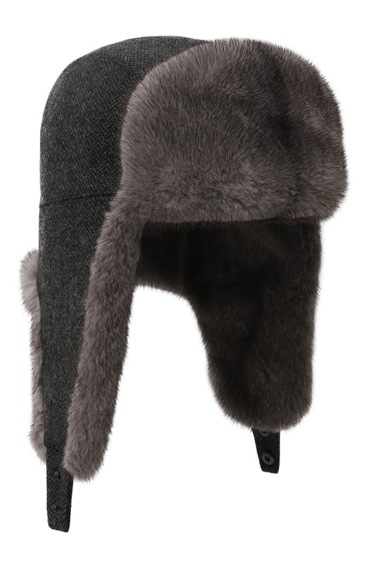 Шапка-ушанка с отделкой из меха норки VICTORIA KUSENKOVA 338700644159 Серый 338700644159