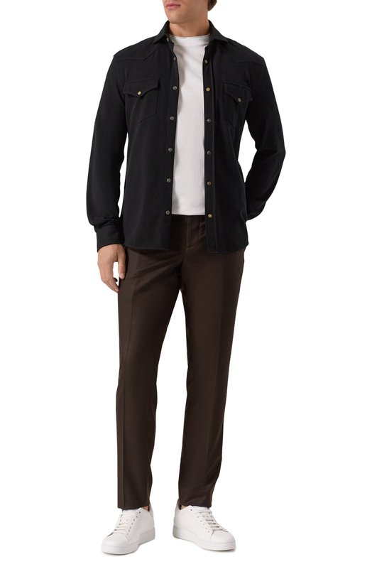 Хлопковая рубашка Brunello Cucinelli ME8546666 Чёрный  ME8546666 Фото 2
