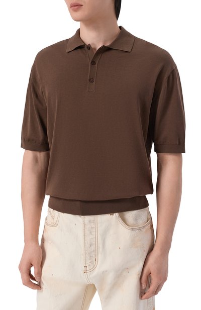 Хлопковое поло LANEUS темно-коричневого цвета по цене 26650 руб., арт. S6LAMAKP015, фото 3 Хлопковое поло LANEUS, арт. S6LAMAKP015, фото 3