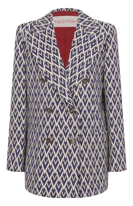 Женский шерстяной жакет VALENTINO синего цвета, арт. 6B3CE400915 | Фото 1 (Автоматизация состава: Проставлено; Автоматизация ТО: Проставлено; Материал внешний: Шерсть; Рукава: Длинные; Длина (для топов): Удлиненные)