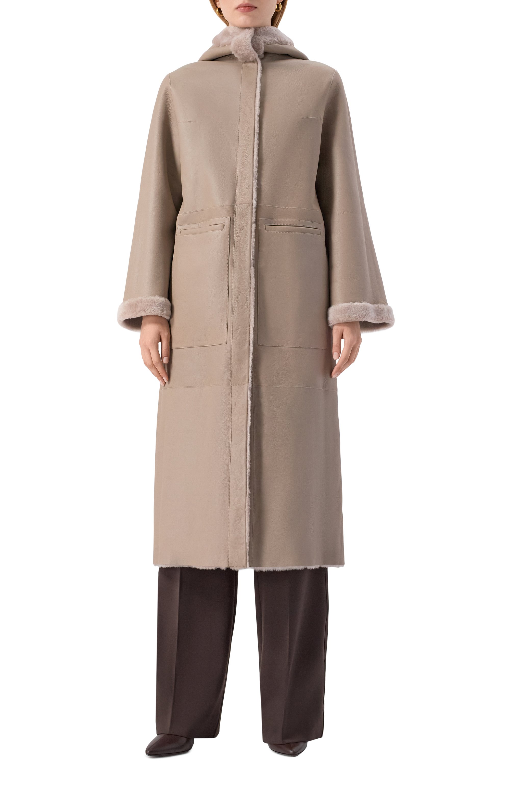 Двусторонняя дубленка из овчины SIMONETTA RAVIZZA светло-бежевого цвета по цене 517000 руб., арт. F05C0170H21, фото 6 Двусторонняя дубленка из овчины SIMONETTA RAVIZZA, арт. F05C0170H21, фото 6