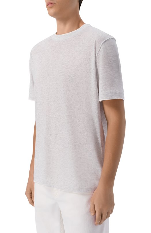 Футболка изо льна и хлопка Fedeli TU000220/LIN0 C0TT0NE Серый  TU000220/LIN0 C0TT0NE Фото 3