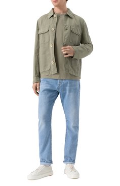 Мужская хлопковый лонгслив BRUNELLO CUCINELLI хаки цвета, арт. M0B137433 | Фото 2 (Рукава: Длинные; Драгоценные камни: Проставлено; Длина (для топов): Стандартные; Материал внешний: Хлопок; Материал сплава: Проставлено; Стили: Милитари; Принт: Без принта; Мужское Кросс-КТ: Футболка-одежда; К�росс-КТ: Джерси)