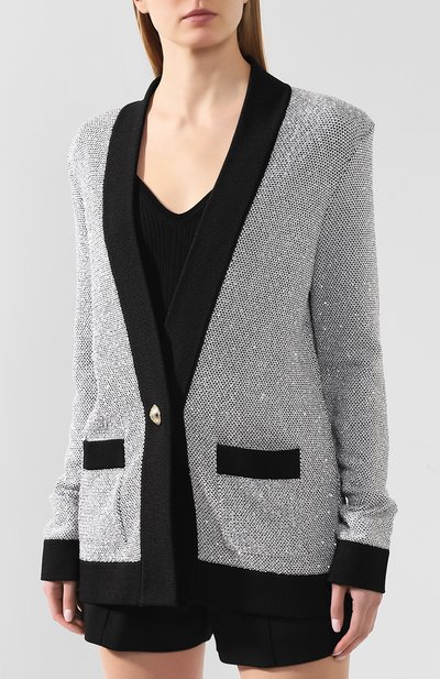Кардиган BALMAIN серебряного цвета по цене 214500 руб., арт. TF17557/K049, фото 3 Кардиган BALMAIN, арт. TF17557/K049, фото 3