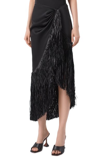 Атласная юбка DAVID KOMA черного цвета по цене 152000 руб., арт. RE25DK81S, фото 3 Атласная юбка DAVID KOMA, арт. RE25DK81S, фото 3