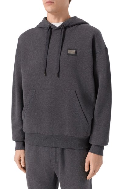 Хлопковое худи DOLCE & GABBANA темно-серого цвета по цене 77750 руб., арт. G9ZU0T/G7P1C, фото 3 Хлопковое худи DOLCE & GABBANA, арт. G9ZU0T/G7P1C, фото 3