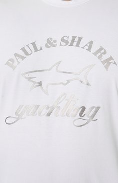 Мужская хлопковая футболка PAUL&SHARK белого цвета, арт. 11311628/3XL-6XL | Фото 5 (Рукава: Короткие; Принт: С принтом; Длина (для топов): Удлиненные; Материал сплава: Проставлено; Материал внешний: Хлопок; Драгоценные камни: Проставлено; Стили: Кэжуэл)