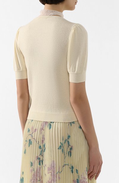 Топ из смеси шерсти и вискозы REDVALENTINO белого цвета по цене 39950 руб., арт. TR3KCC24/4UA, фото 4 Топ из смеси шерсти и вискозы REDVALENTINO, арт. TR3KCC24/4UA, фото 4