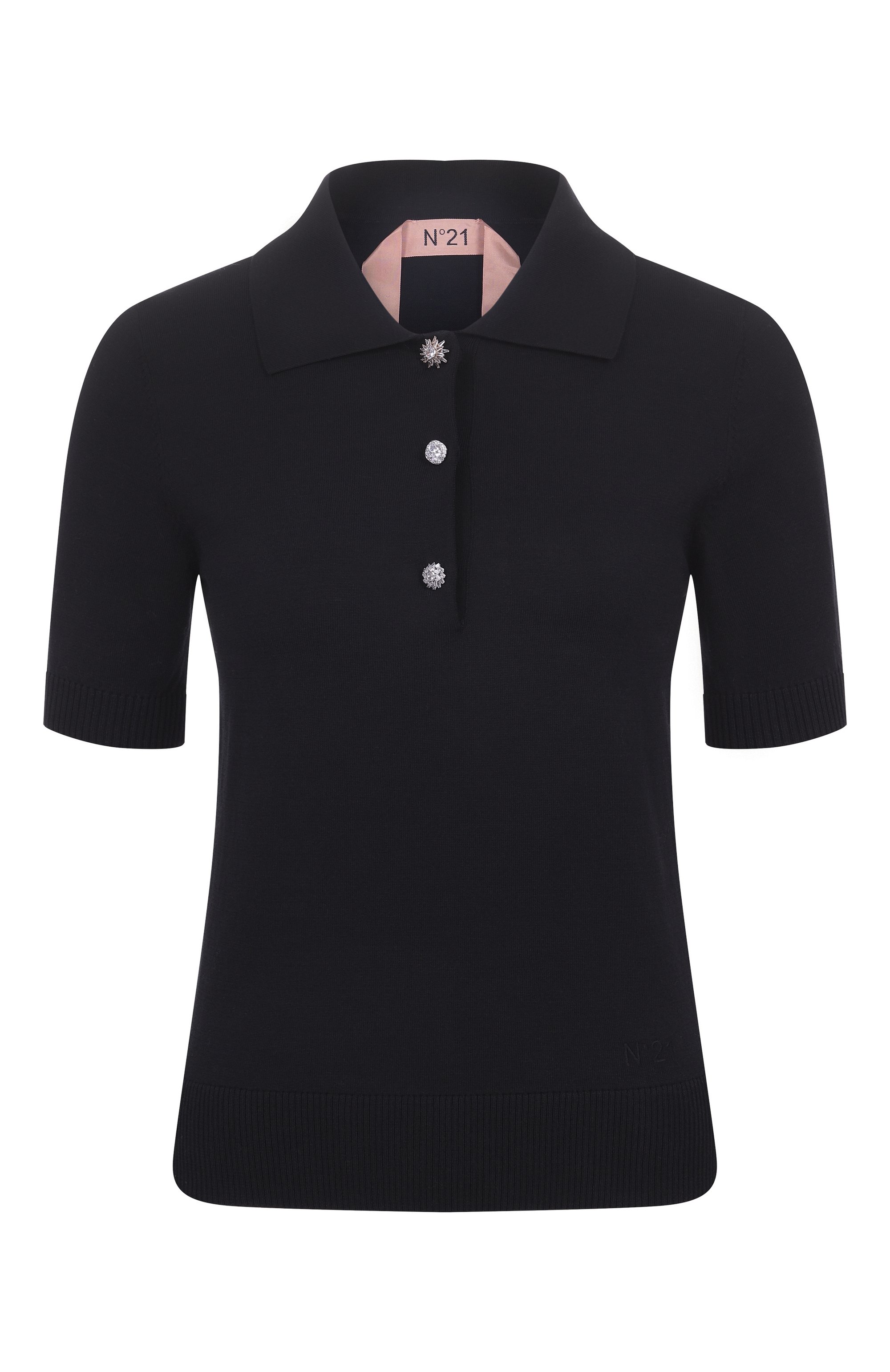 Хлопковое поло N21 черного цвета по цене 52750 руб., арт. A017/9508, фото 1 Хлопковое поло N21, арт. A017/9508, фото 1