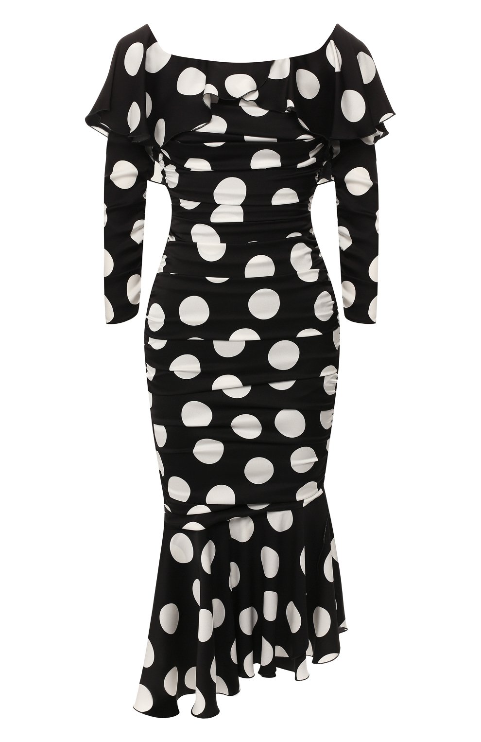 Шелковое платье DOLCE & GABBANA черно-белого цвета по цене 246000 руб., арт. F6D5ZT/FSAX6, фото 1 Шелковое платье DOLCE & GABBANA, арт. F6D5ZT/FSAX6, фото 1