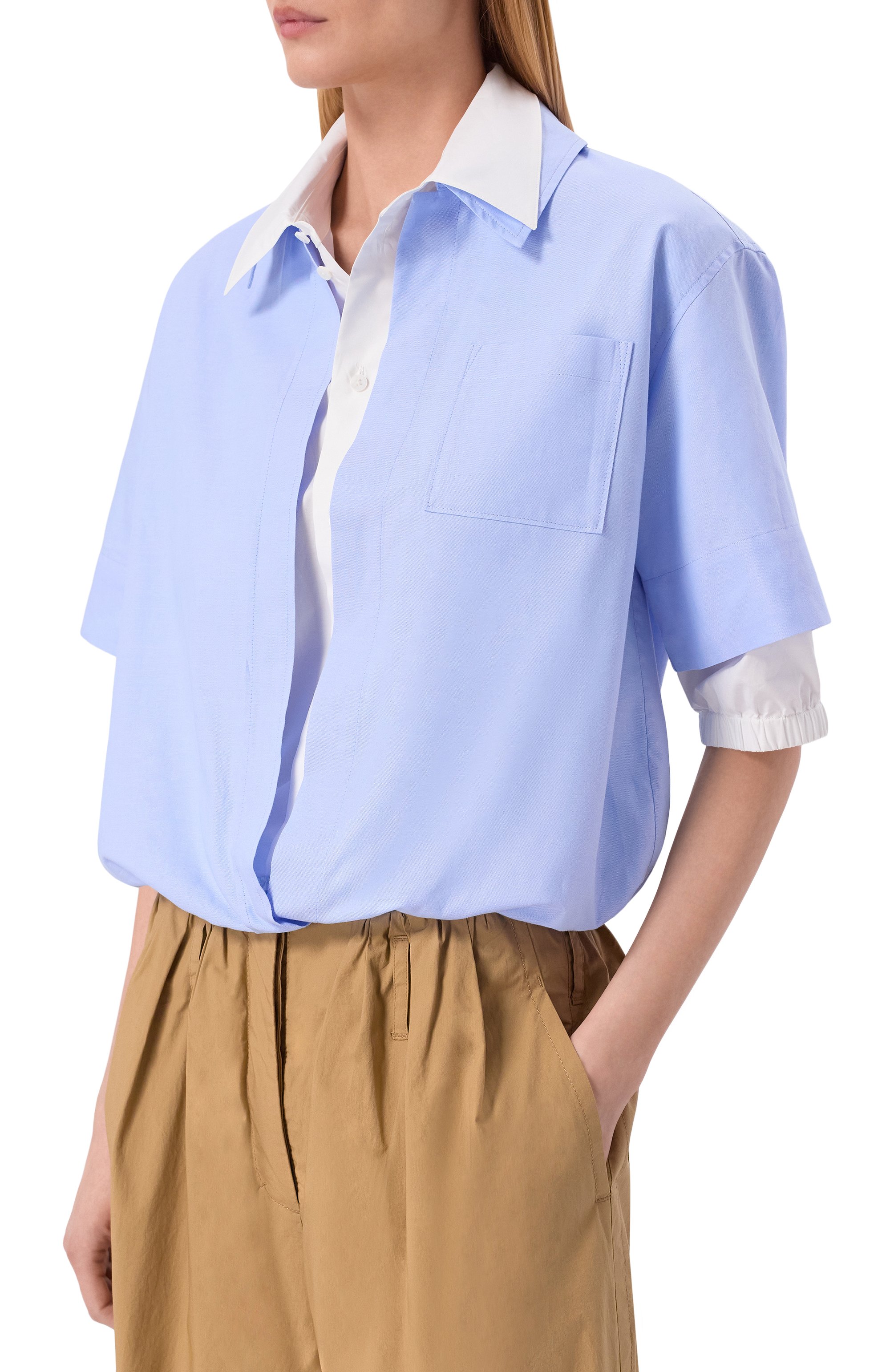 Хлопковая рубашка DOROTHEE SCHUMACHER голубого цвета по цене 49950 руб., арт. 448516, фото 3 Хлопковая рубашка DOROTHEE SCHUMACHER, арт. 448516, фото 3